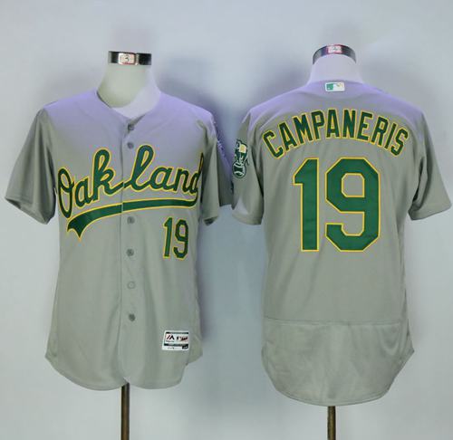 Athletics #19 Bert Campaneris Grey Flexbase Authentic Collection Stitched MLB Jersey - Click Image to Close